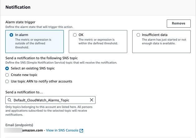 [Figure 6 SNS for CloudWatch Alarm]